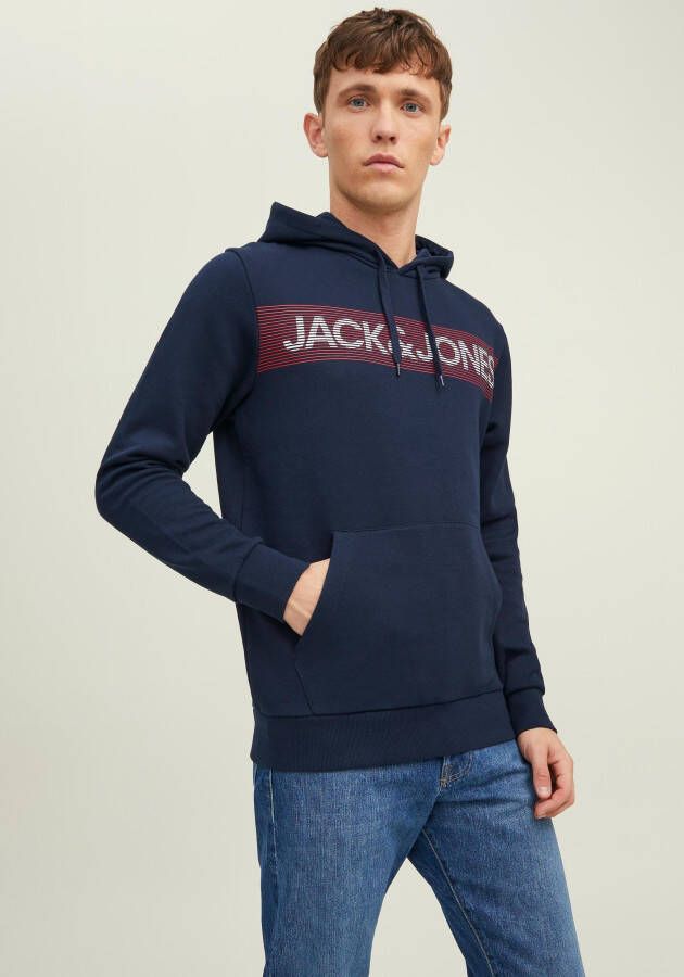 Jack & jones Corp Logo Hoodie Sweatshirt Blue Heren