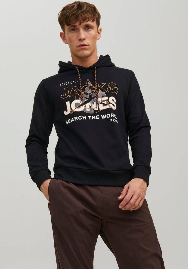 Jack & jones Comfortabele hoodie met verstelbare capuchon Black Heren