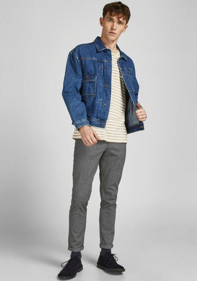 JACK & JONES PANTS STUDIO gemêleerde slim fit broek JPSTMARCO drizzle - Foto 7