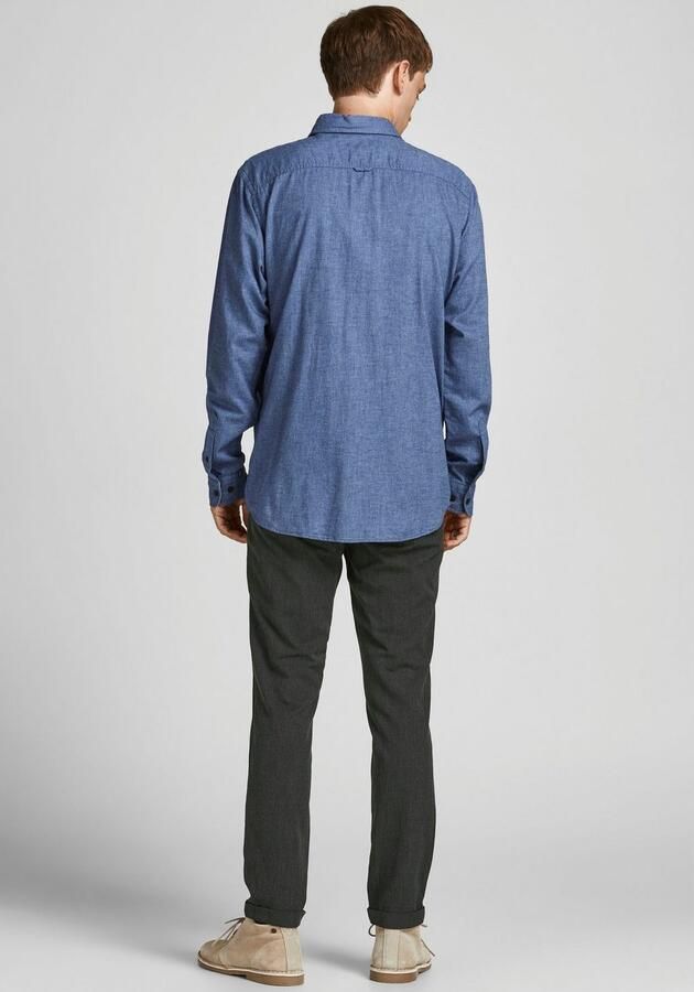 JACK & JONES JEANS INTELLIGENCE gemêleerde slim fit pantalon JJIMARCO JJCONNOR dark grey - Foto 4