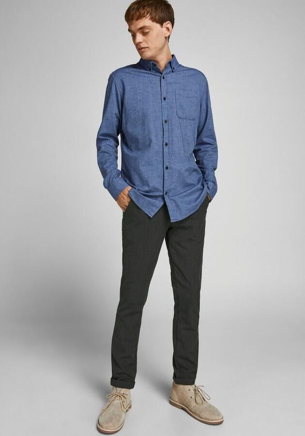 JACK & JONES JEANS INTELLIGENCE gemêleerde slim fit pantalon JJIMARCO JJCONNOR dark grey - Foto 5