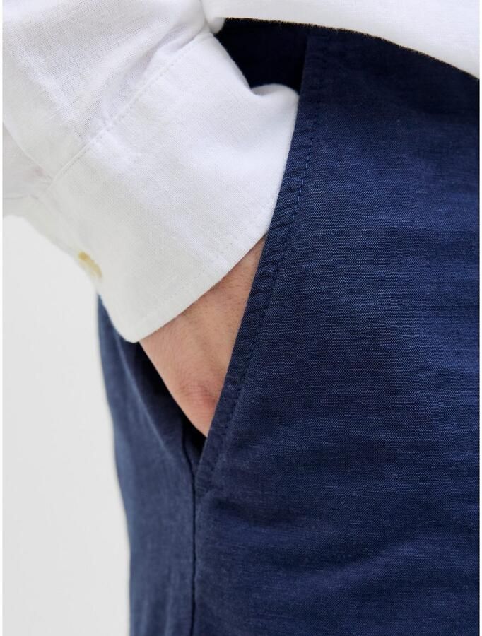 JACK & JONES PANTS STUDIO linnen regular chino short JPSTACE donkerblauw