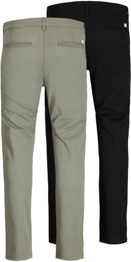 JACK & JONES JEANS INTELLIGENCE slim fit broek JJIMARCO JJDAVE zwart groen (set van 2)
