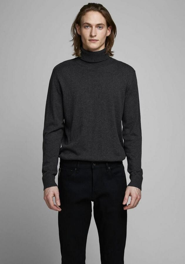 JACK & JONES ESSENTIALS fijngebreide coltrui JJEEMIL Dark Grey Melange - Foto 8