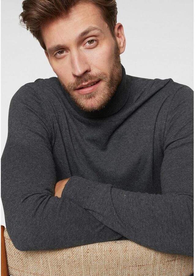 JACK & JONES ESSENTIALS fijngebreide coltrui JJEEMIL Dark Grey Melange - Foto 3