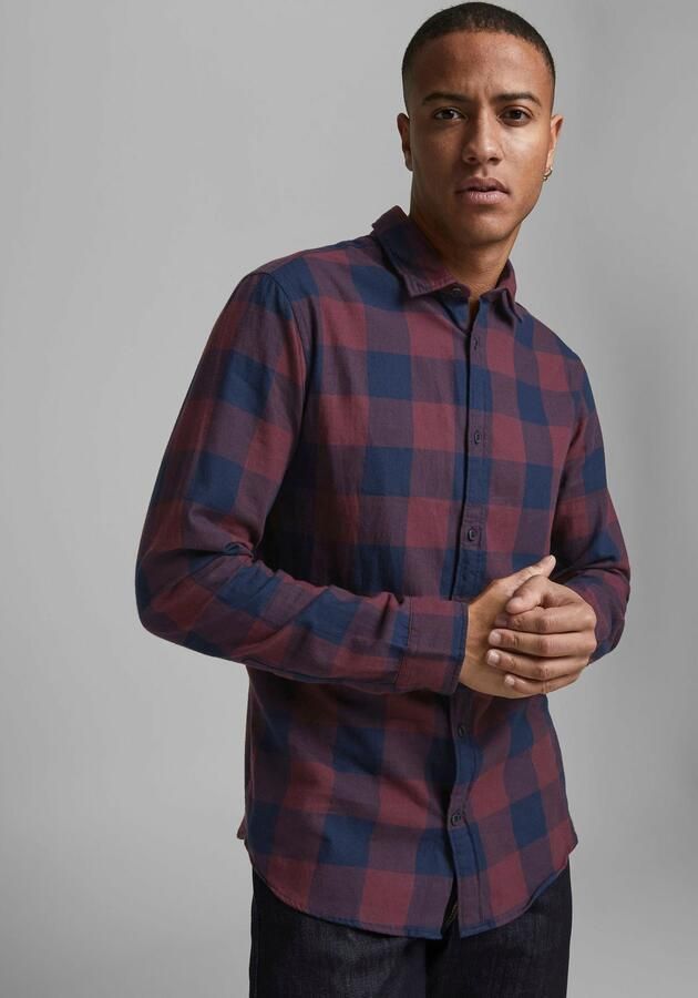 JACK & JONES ESSENTIALS geruit slim fit overhemd JJEGINGHAM port royale - Foto 7