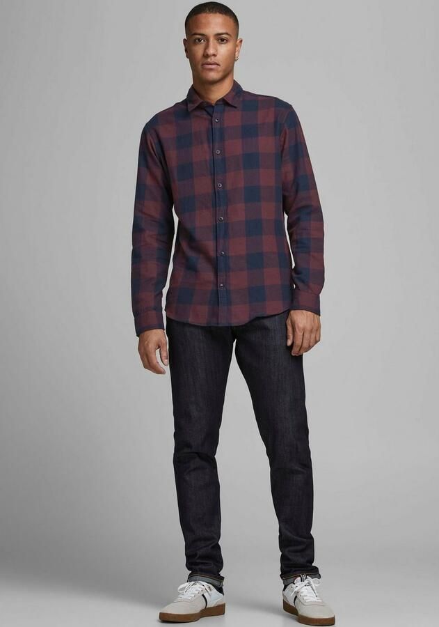 JACK & JONES ESSENTIALS geruit slim fit overhemd JJEGINGHAM port royale - Foto 4