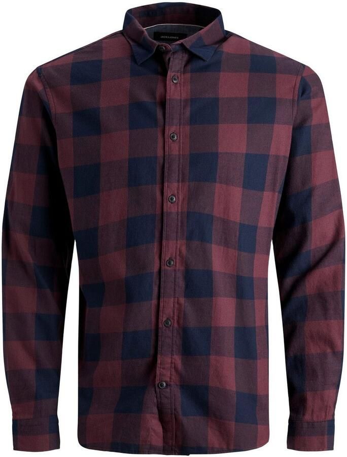 JACK & JONES ESSENTIALS geruit slim fit overhemd JJEGINGHAM port royale