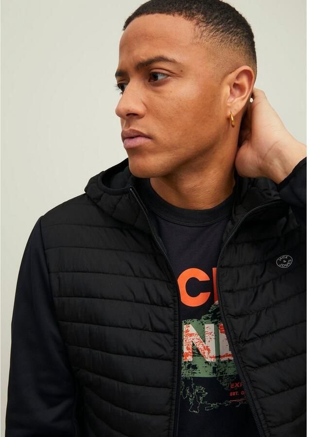 Jack & Jones Gewatteerde jas JJEMULTI met capuchon en voering effen modieus regular fit polyester - Foto 4