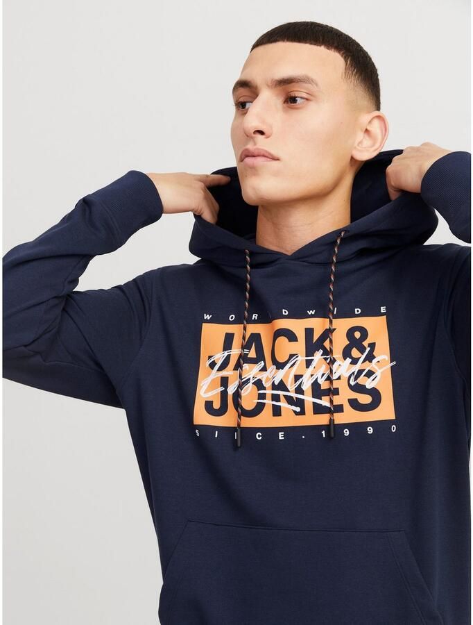 Jack & Jones Hoodie JJCOLTON – Sweater met print regular fit en materiaalmix bedrukt modieus regular fit aangeruwde sweatstof capuchon - Foto 5