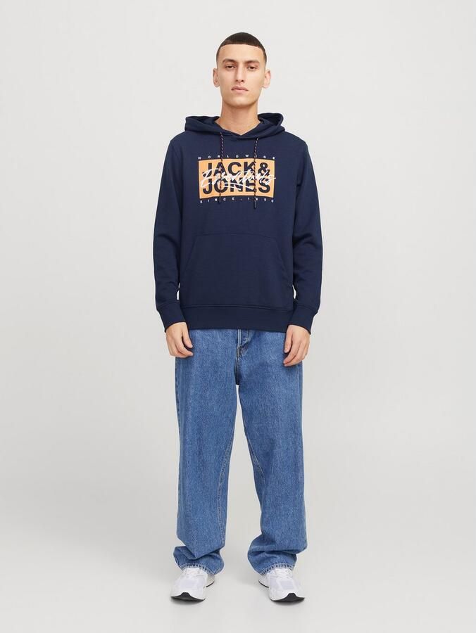 Jack & Jones Hoodie JJCOLTON – Sweater met print regular fit en materiaalmix bedrukt modieus regular fit aangeruwde sweatstof capuchon - Foto 6