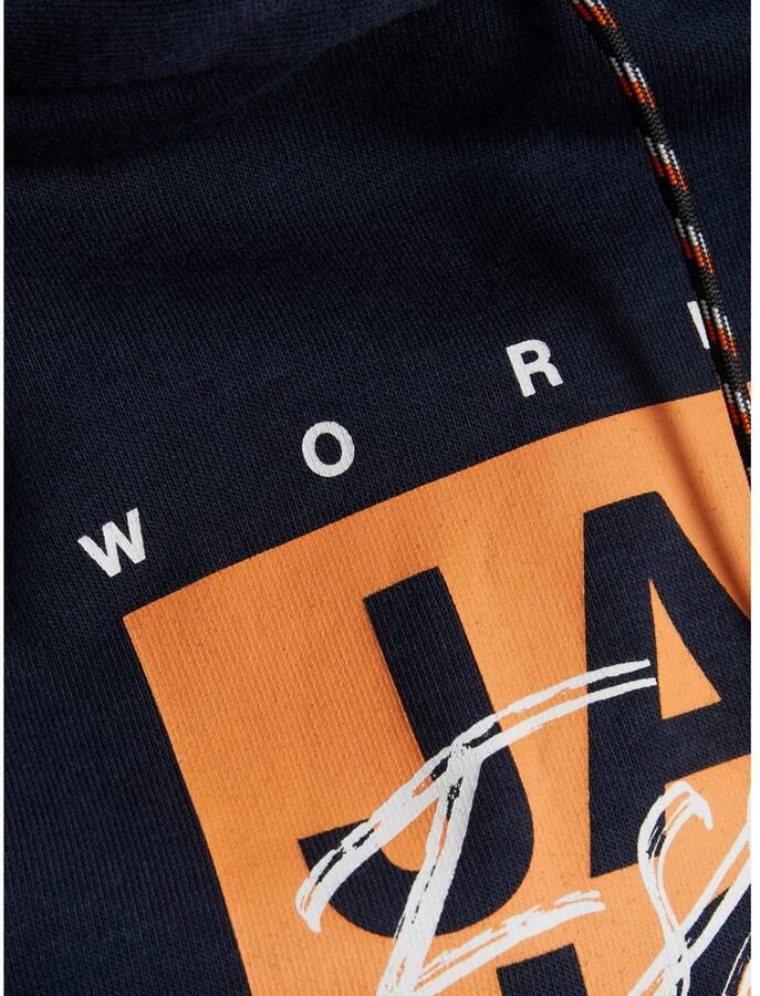 Jack & Jones Hoodie JJCOLTON – Sweater met print regular fit en materiaalmix bedrukt modieus regular fit aangeruwde sweatstof capuchon - Foto 3