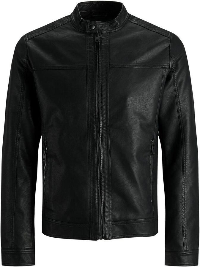 Jack & jones Zwarte Eco-Leren Polyamide Herenjas Black Heren - Foto 4