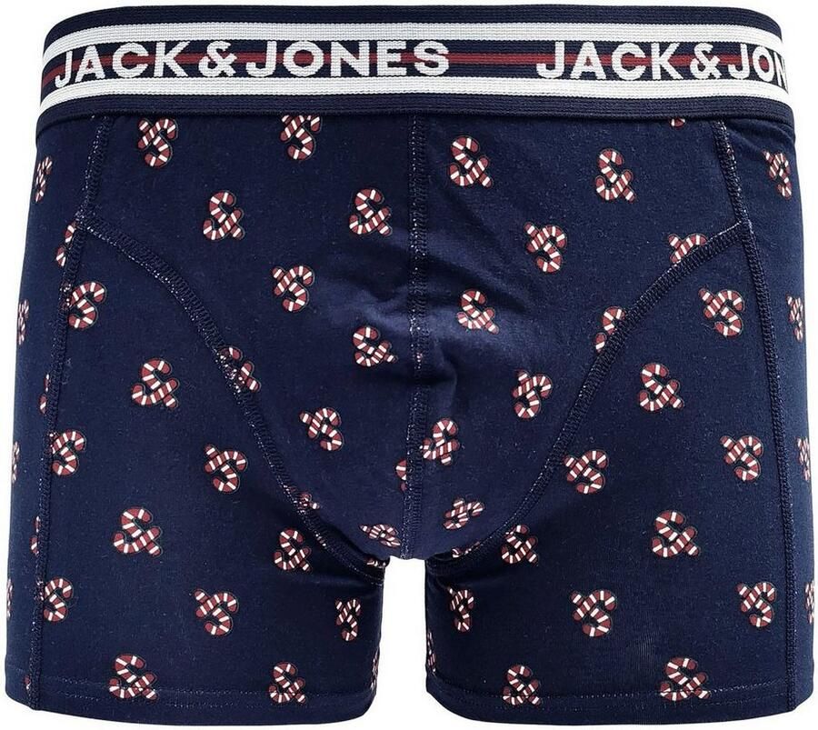 Jack & jones JUNIOR giftbox boxershort + sokken JACXMAS CANDY donkerblauw wit Jongens Stretchkatoen 128