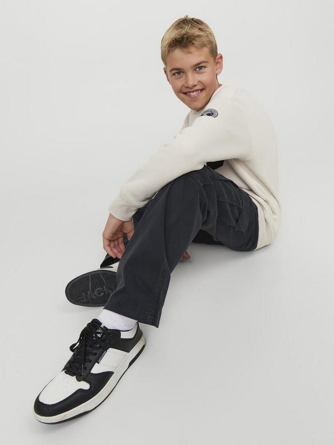 Jack & jones JUNIOR loose fit cargobroek JPSTKANE JJHARLOW zwart Jongens Stretchkatoen 128 - Foto 3