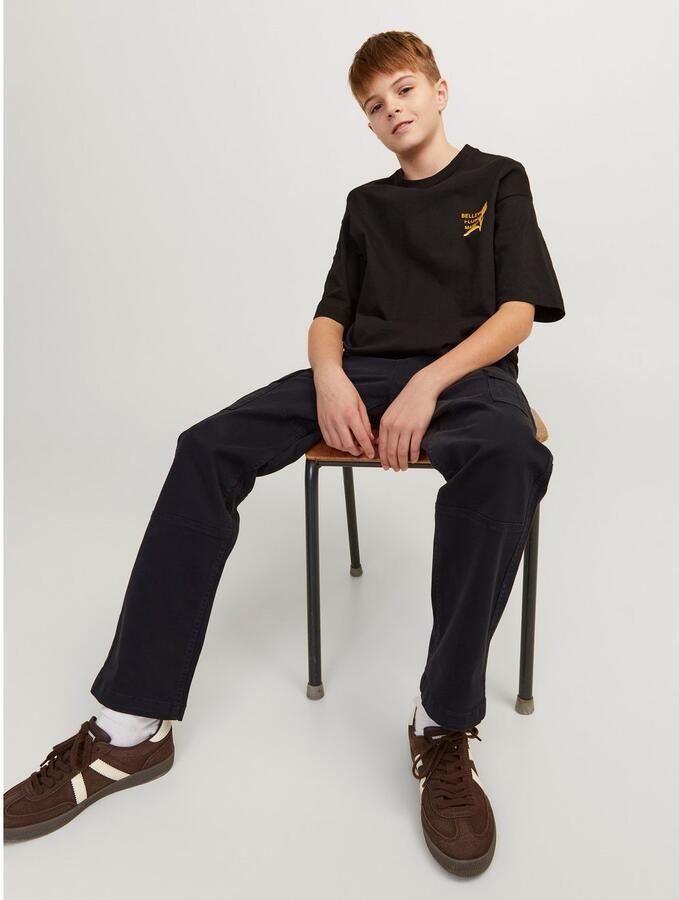 Jack & jones JUNIOR loose fit cargobroek JPSTKANE JJHARLOW zwart Jongens Stretchkatoen 128