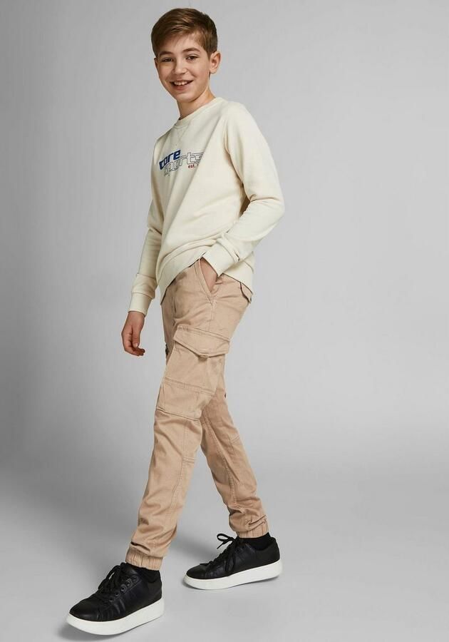 Jack & jones JUNIOR tapered fit cargobroek JPSTPAUL beige- Jongens Stretchkatoen 152 - Foto 8