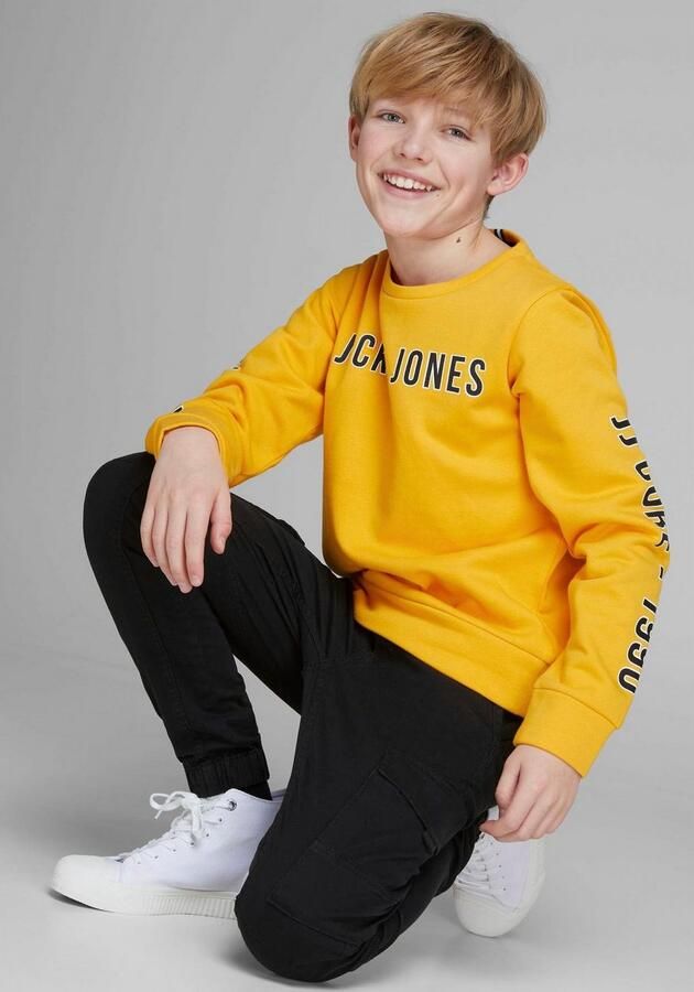 Jack & jones JUNIOR cargobroek JJIPAUL zwart Jongens Stretchkatoen Effen 140 - Foto 7