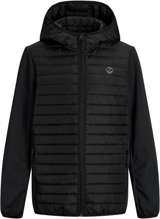 Jack & jones JUNIOR gewatteerde tussenjas JJEMULTI met logo zwart Jongens Polyester Capuchon 128 - Foto 2