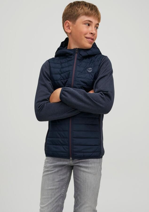 Jack & jones JUNIOR gewatteerde tussenjas JJEMULTI donkerblauw Jongens Polyester Capuchon 152