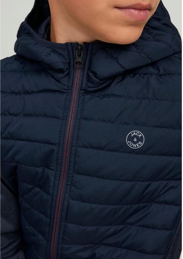 Jack & jones JUNIOR gewatteerde tussenjas JJEMULTI donkerblauw Jongens Polyester Capuchon 128 - Foto 6