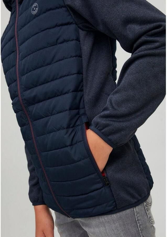Jack & jones JUNIOR gewatteerde tussenjas JJEMULTI donkerblauw Jongens Polyester Capuchon 128 - Foto 5