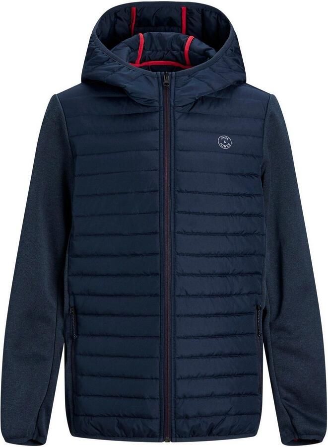 Jack & jones JUNIOR gewatteerde tussenjas JJEMULTI donkerblauw Jongens Polyester Capuchon 128 - Foto 3