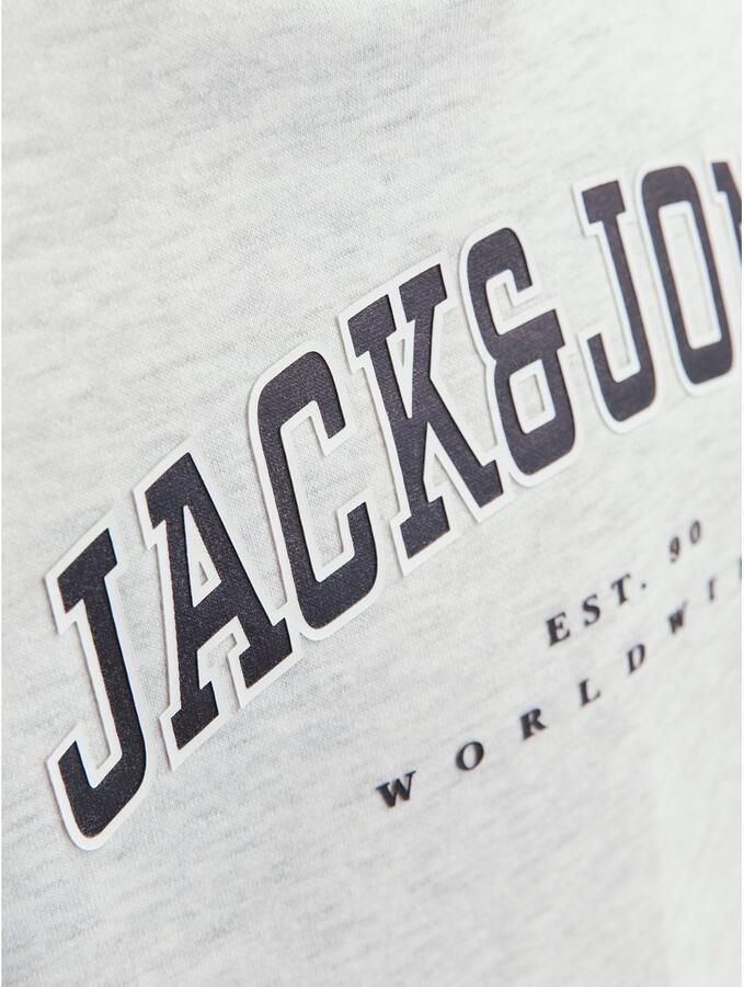 JACK & JONES JUNIOR hoodie JJECALEB VARSITY met logo wit melange - Foto 3