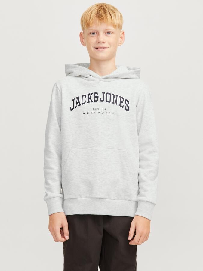 JACK & JONES JUNIOR hoodie JJECALEB VARSITY met logo wit melange - Foto 7