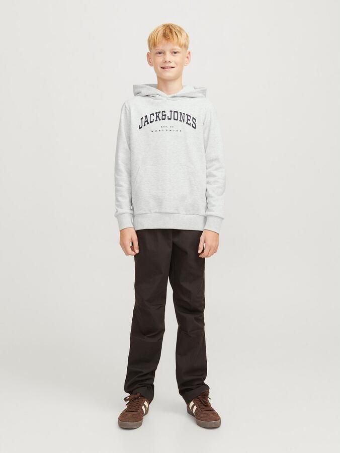 JACK & JONES JUNIOR hoodie JJECALEB VARSITY met logo wit melange - Foto 6