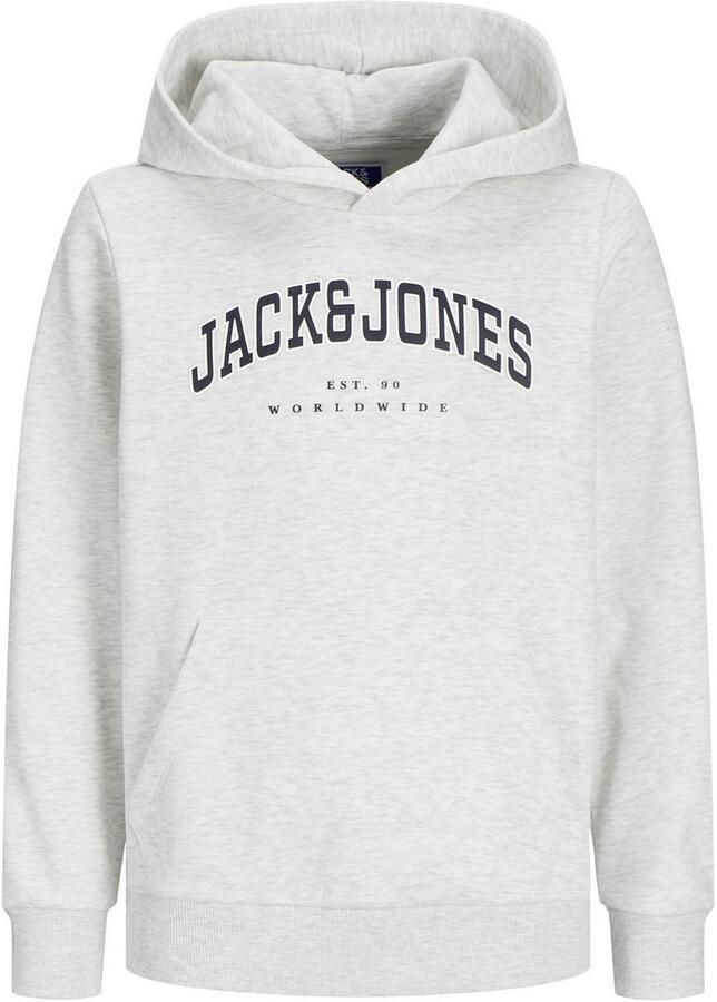 JACK & JONES JUNIOR hoodie JJECALEB VARSITY met logo wit melange - Foto 8