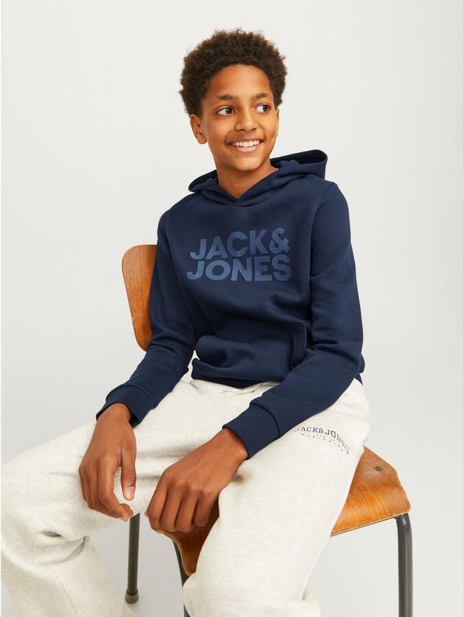 Jack & Jones Junior Hoodie JJECORP met print kangoeroezak onderhoudsvriendelijk - Foto 3