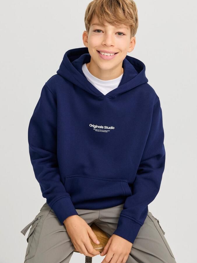 JACK & JONES JUNIOR hoodie JORVESTERBRO met tekst donkerblauw - Foto 3