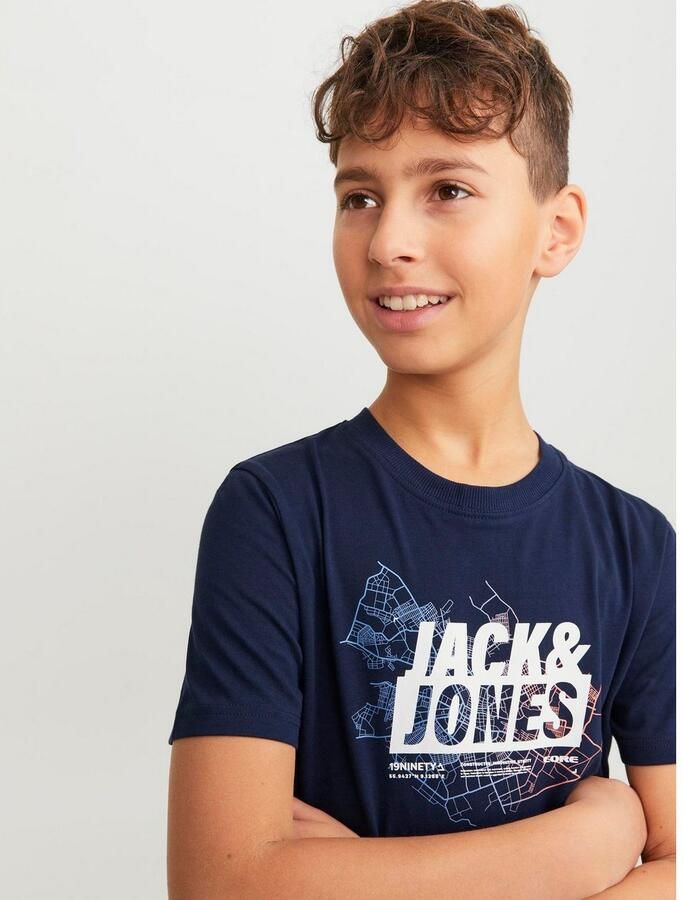 Jack & jones JUNIOR T-shirt JCOMAP met printopdruk donkerblauw Jongens Katoen Ronde hals 140 - Foto 3