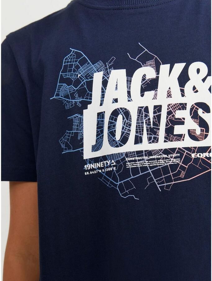 Jack & jones JUNIOR T-shirt JCOMAP met printopdruk donkerblauw Jongens Katoen Ronde hals 140 - Foto 4