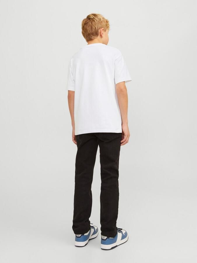 Jack & jones JUNIOR T-shirt JJECALEB VARSITY met logo wit Jongens Katoen Ronde hals 128 - Foto 6