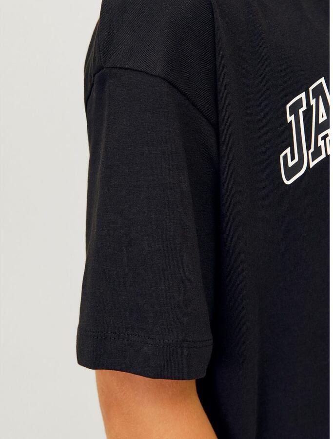 Jack & jones JUNIOR T-shirt JJECALEB VARSITY met logo zwart Jongens Katoen Ronde hals 128 - Foto 2