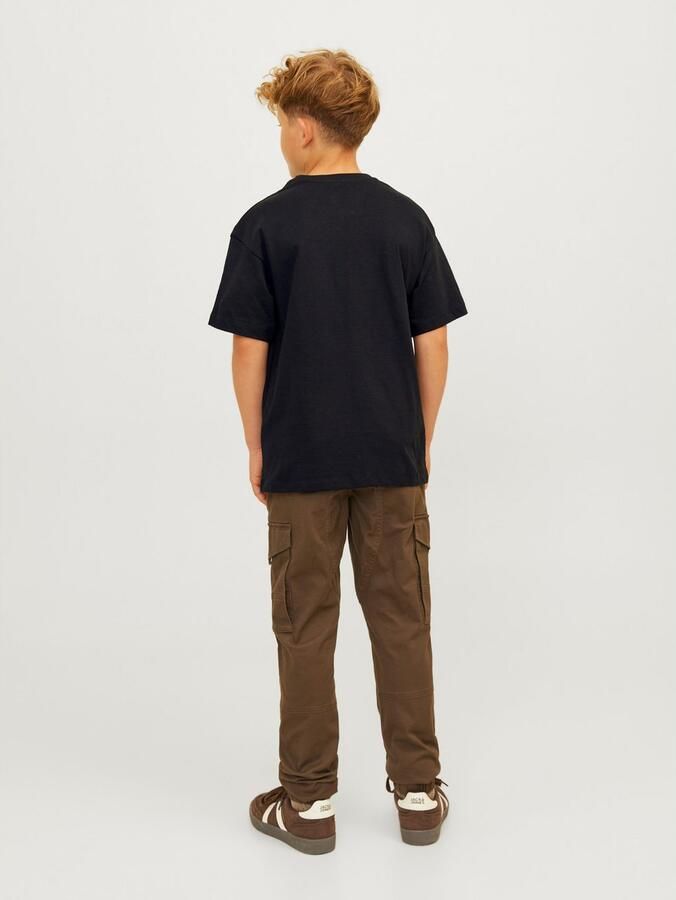 Jack & jones JUNIOR T-shirt JJECALEB VARSITY met logo zwart Jongens Katoen Ronde hals 128 - Foto 6