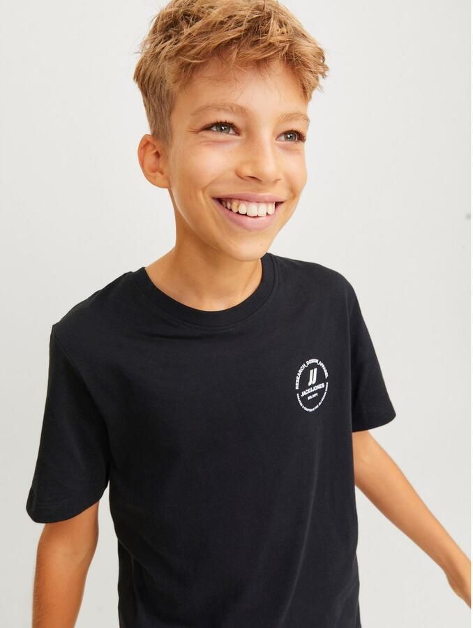 Jack & jones JUNIOR T-shirt JJESWIFT met printopdruk wit Zwart Jongens Katoen Ronde hals 128 - Foto 4