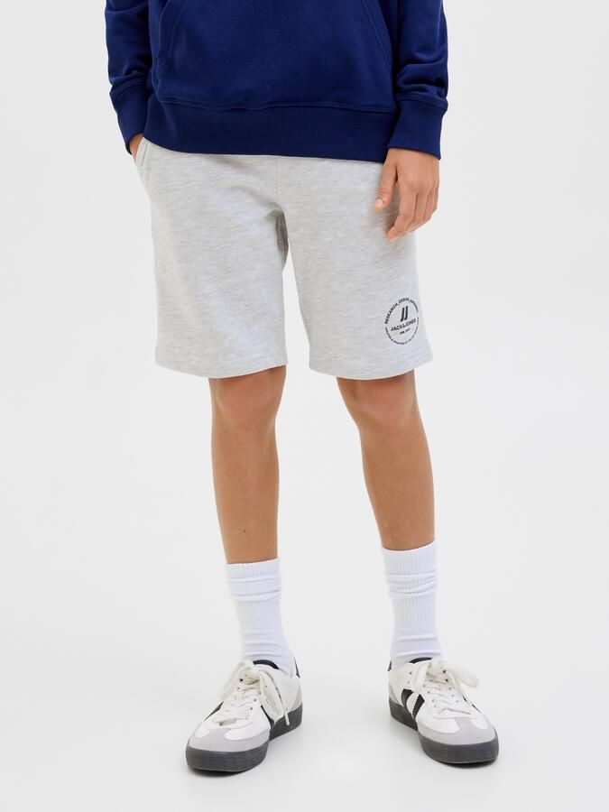 Jack & jones JUNIOR sweatshort JPSTSWIFT met printopdruk wit melange Korte broek 128 - Foto 5