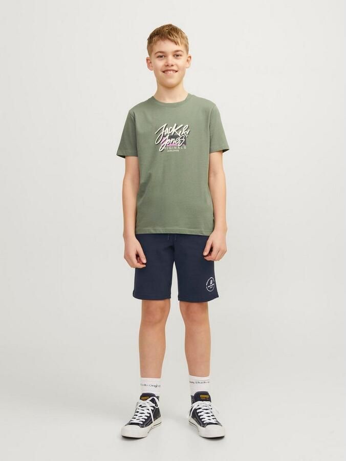 Jack & jones JUNIOR sweatshort JPSTSWIFT met printopdruk donkerblauw Korte broek 128 - Foto 3