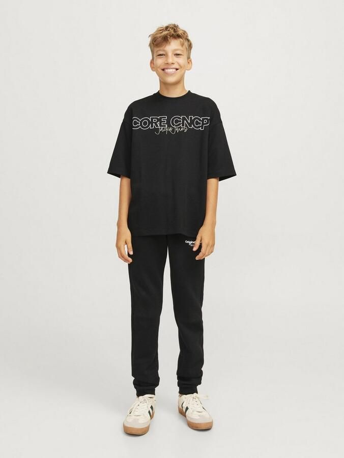 Jack & jones JUNIOR joggingbroek JPSTGORDON JJVESTERBRO met tekst zwart Jongens Sweat 128 - Foto 3