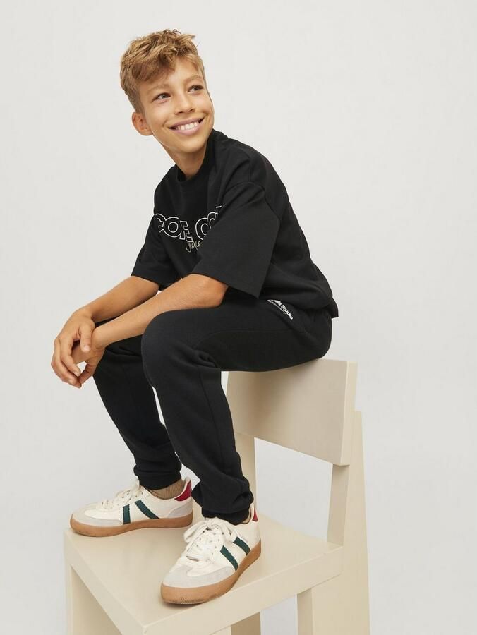 Jack & jones JUNIOR joggingbroek JPSTGORDON JJVESTERBRO met tekst zwart Jongens Sweat 128 - Foto 5
