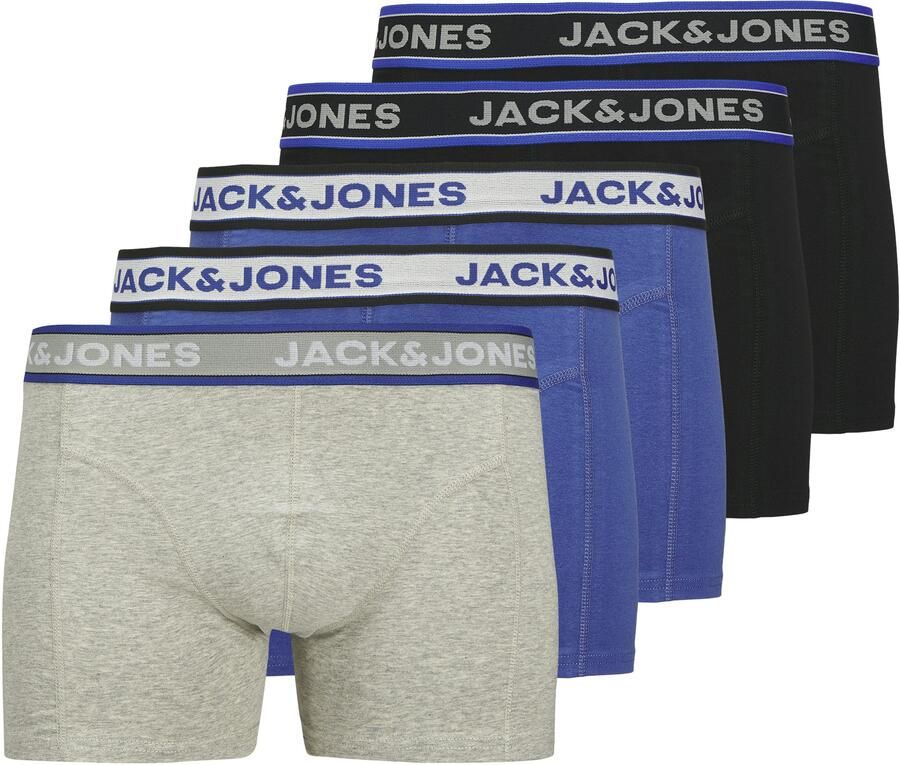 JACK & JONES JUNIOR boxershort set van 5 blauw zwart grijs melange - Foto 3