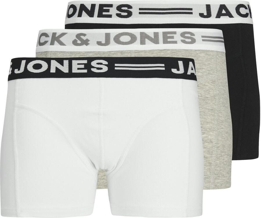 Jack & jones JUNIOR boxershort set van 3 zwart wit grijs melange Jongens Stretchkatoen 140 - Foto 8