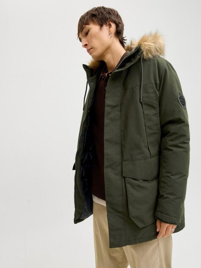 Jack & jones Parka met klepzakken en capuchon met imitatiebont - Foto 5
