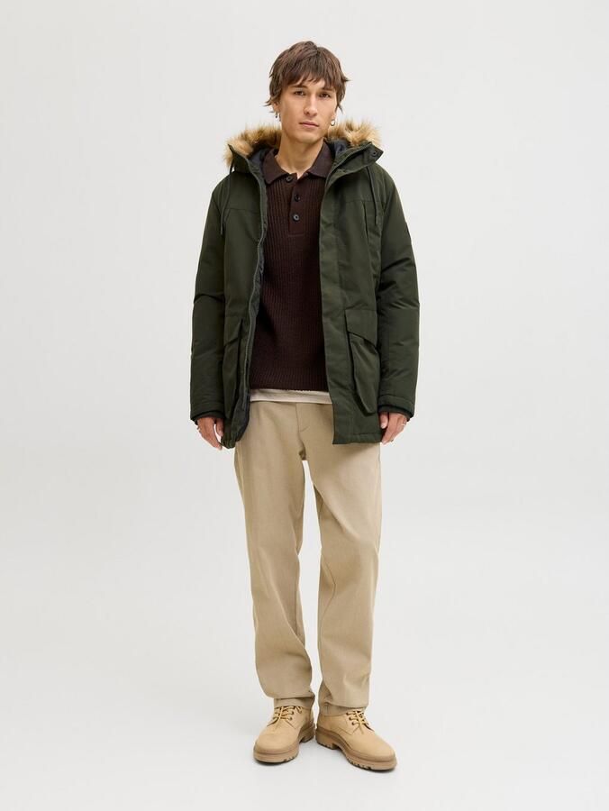 Jack & jones Parka met klepzakken en capuchon met imitatiebont - Foto 3