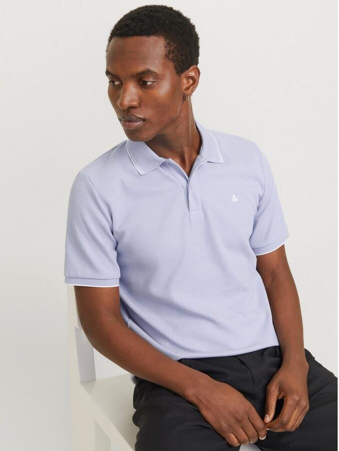 JACK & JONES ESSENTIALS regular polo met textuur lavendel - Foto 6