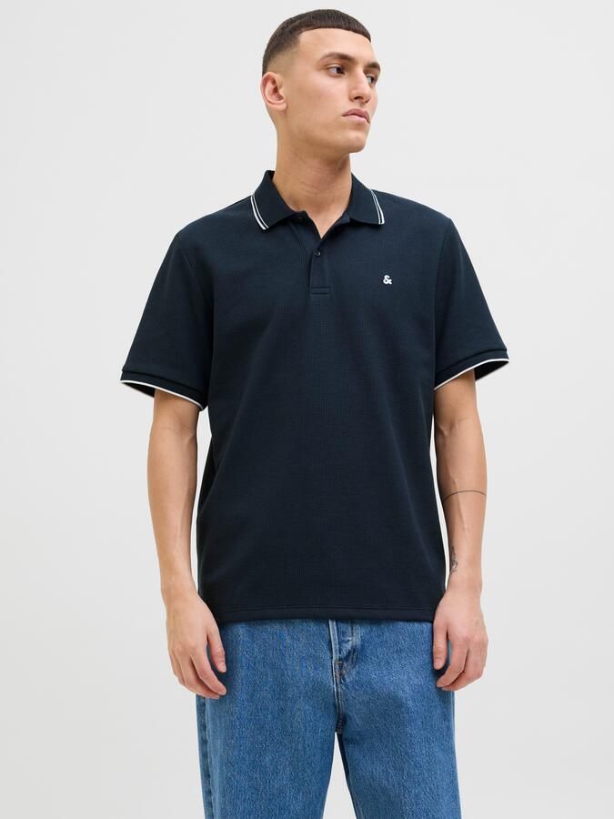JACK & JONES ESSENTIALS regular polo met textuur donkerblauw - Foto 7