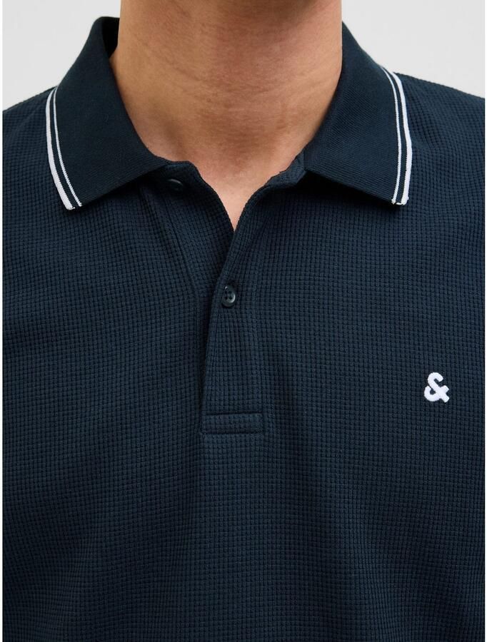 JACK & JONES ESSENTIALS regular polo met textuur donkerblauw - Foto 3